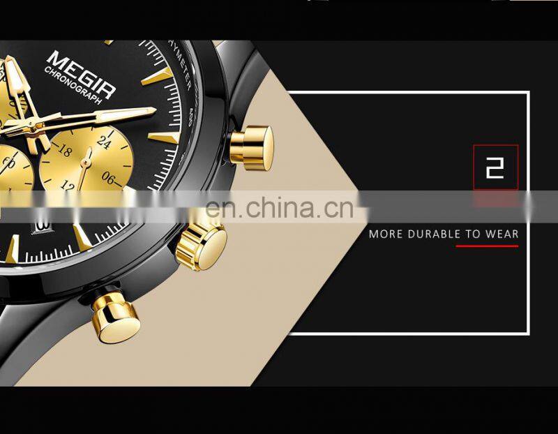 MEGIR 2153 Men Quartz Watches Military Sports Luxury Waterproof Luminous Mesh Band Chronograph Wristwatch