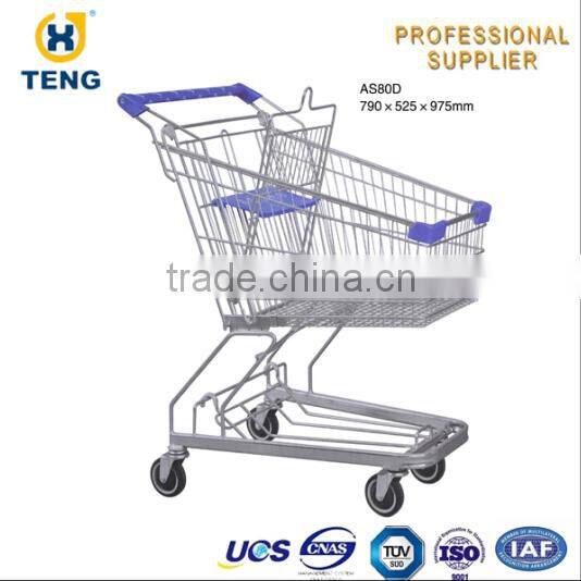 Asia style 80L unfolding durable supermarket rolley