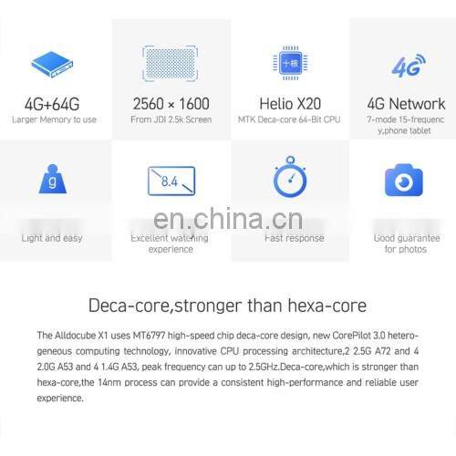 Wholesale Android 7.1 ALLDOCUBE X1 T801 Tablet,Drop Shipping 4G Call Laptop, with 8.4inch Dual SIM,4GB+64GB
