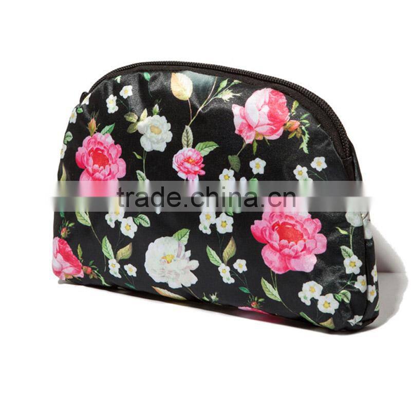 Custom shell shape canvas cosmetic bag European socialite printing flowers free makeup samples
