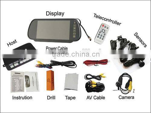 Hot selling rear view mirror reverse parking sensors 7inch lcd mirror monitor and camera