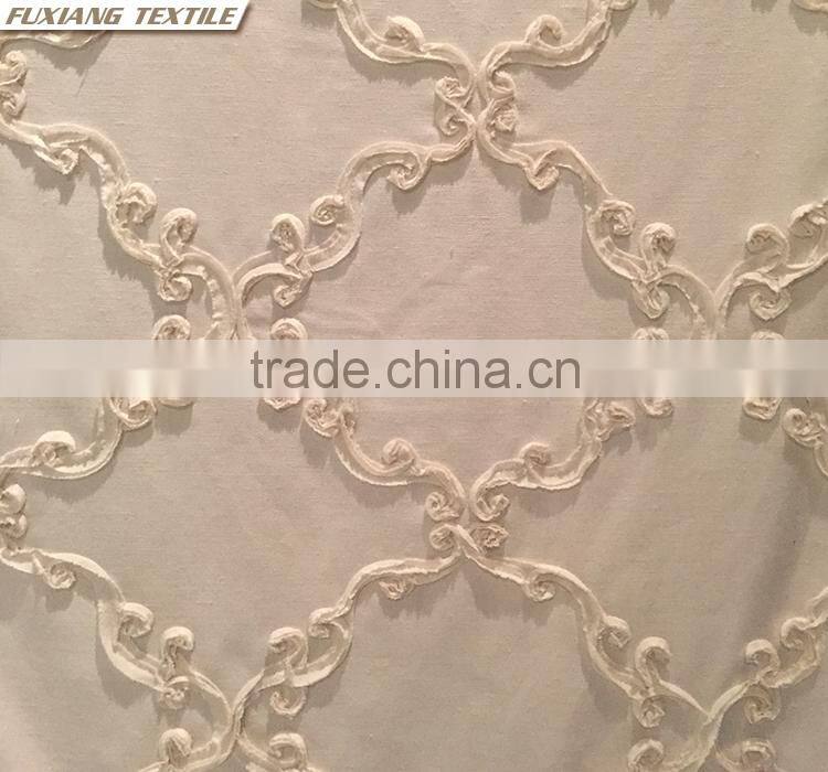 100% Polyester micro-velvet geometric embroidered window curtain fabric