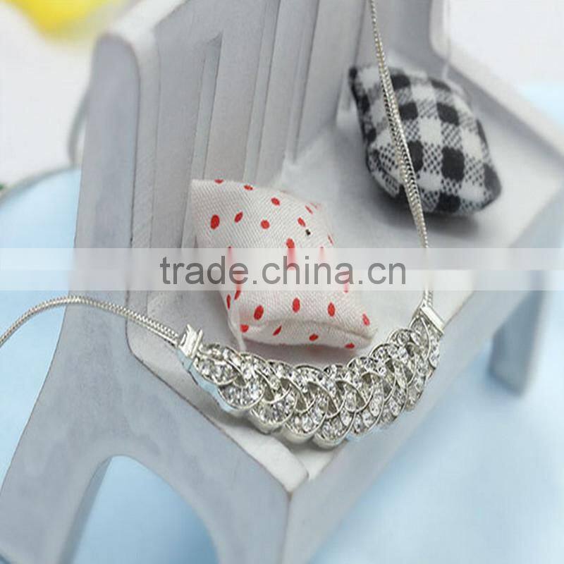 Fashion Jewelry Silver Plating Snake Chain Diamond Pendant Necklace