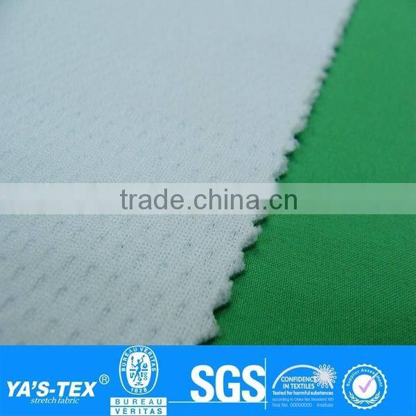3 layers green mesh laminated waterproof polyester spandex fabric for sportswear jacket