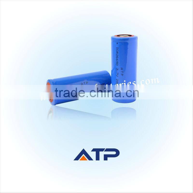 ATP ICR 26650 battery li ion polymer battery 3.7v 2800mah for laptop LED