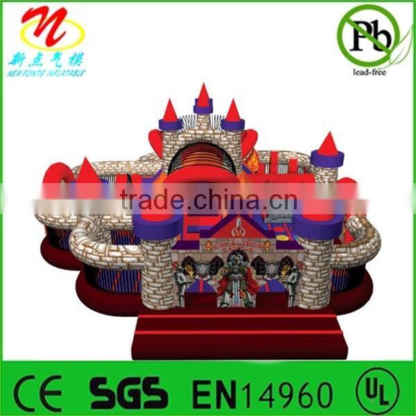 Outdoor inflatable fun city the lost jungle, partible bouncy castle slide combo