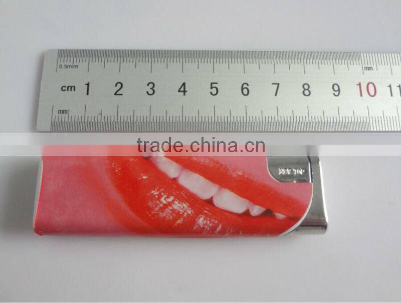 thin refillable cheap plastic cigarette lighter, electronic lighter with picture paper