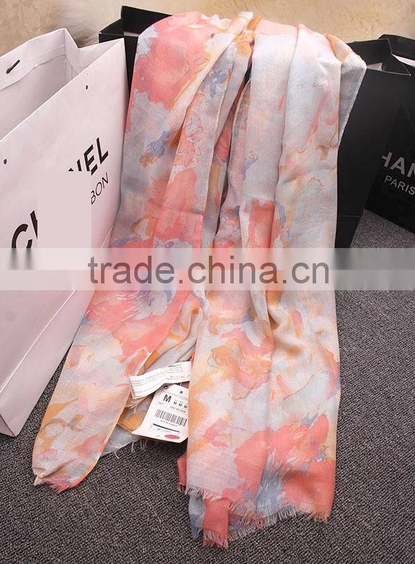 Bohemia Style Colorful Ink Painting Flower Print Women Fashions Scarf