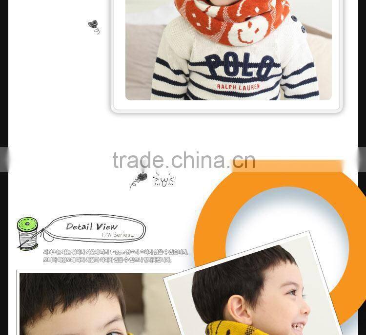Hot Selling 2014 Winter Latest Cute Smile Face Pattern Knitted Kids Circle Loop Scarf