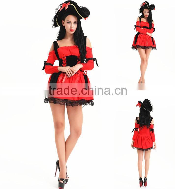 walson hot sale Ladies Pirate Wench Caribbean Buccaneer Beauty Fancy Dress Party Costume