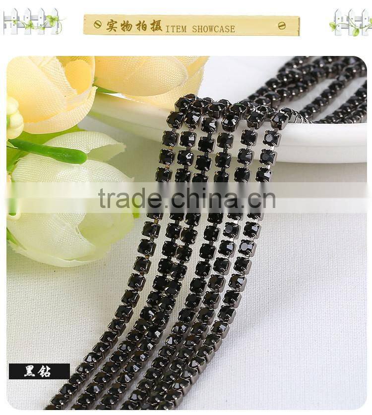 Turquoise SS6 to SS38 Silver Plating Wholesales AAA Quality Shinny Close Crystal Cup Claw Rhinestone Chain for Jewelry Cheapest