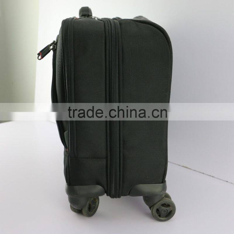 2016New designer trolly bag high quality black travel spinner upright closeout travel trolly luggage