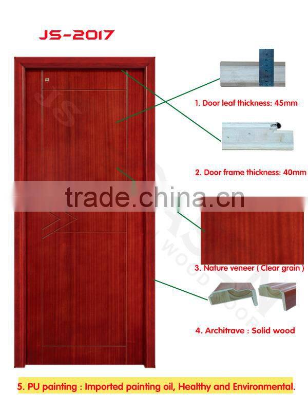 Solid wood interior outdood hard wood cherry plain wood bathroom door