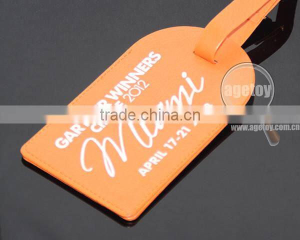 Orange Color Printing Logo Miami Souvenir Promotional Custom Leather Luggage Tags