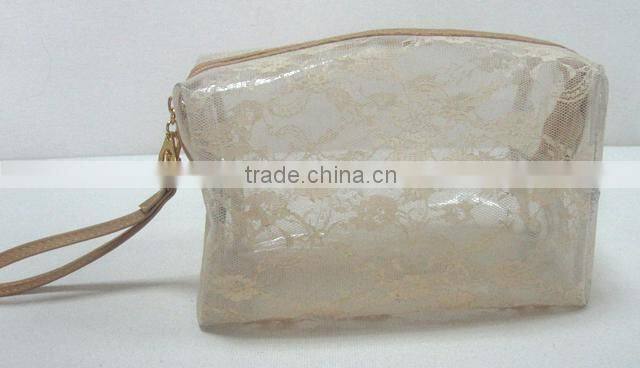 Popular Beauty Transparent with mesh cosmetic bag