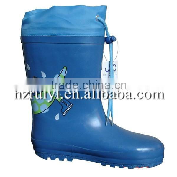 kawaii fancy kids rain boots with cartoon character,OEM rubber boots with collar,adjustable gum shoes for kids