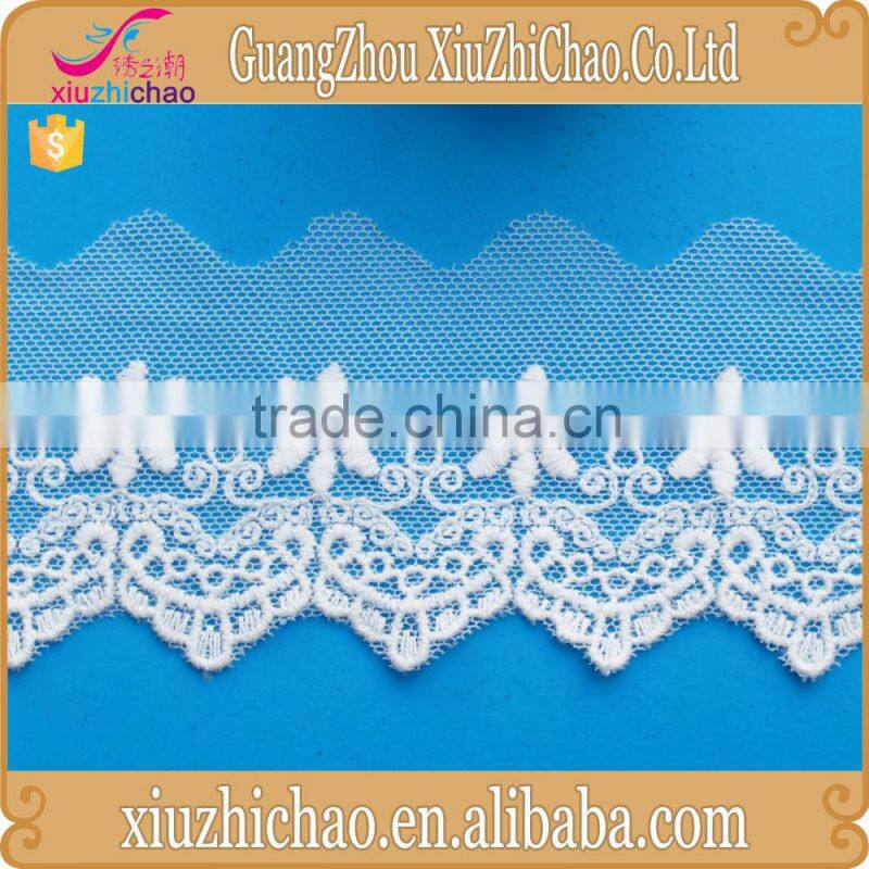 GF9847 wholesale girls dress white cotton lace trim
