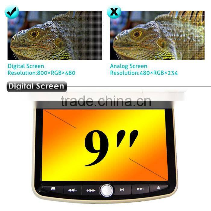 9" Flip Down Multi-media DVD Player With New Digital Panel