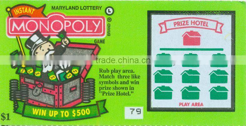 lottery scratch and win card