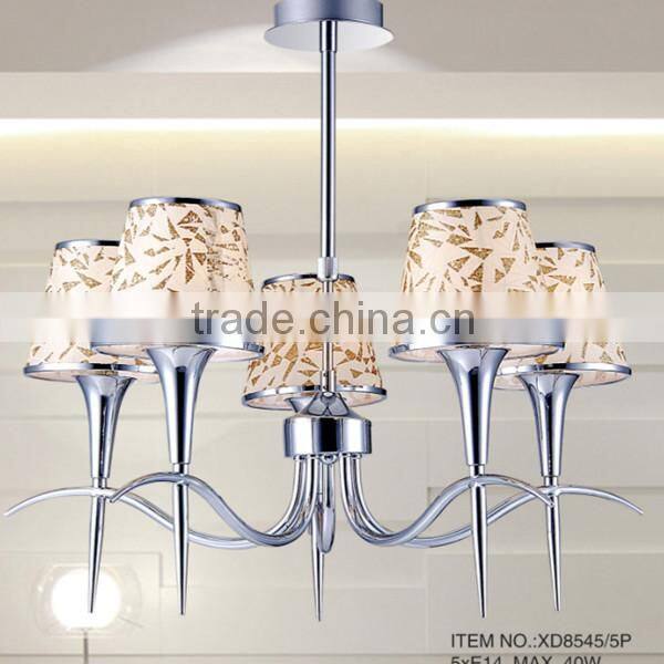 european antique fashion chandelier pendant candle light fittings with fabric covering XD8545-5P