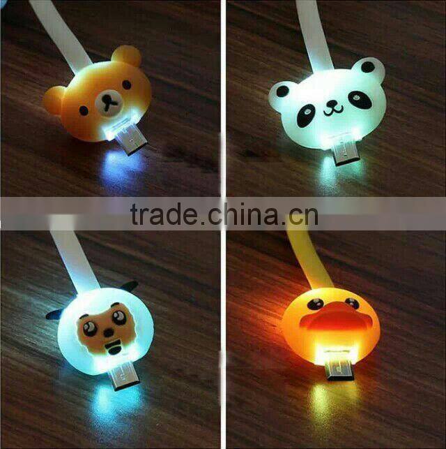 1M/3ft Cartoon Charger Colorful LED Visible Micro USB V8 Charger Cable For Galaxy S4