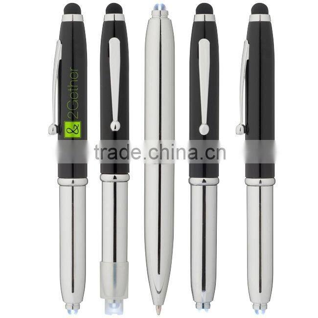 3 in 1 promotional pen body type led light ball flashlight stylus pen