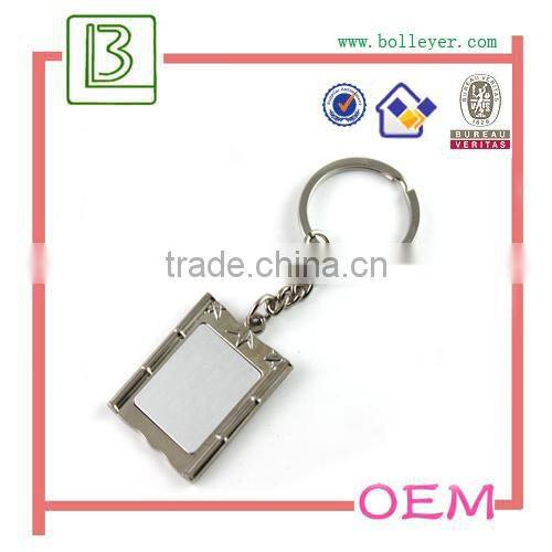 rectangle shape metal keychain with Epoxy domed custom logo