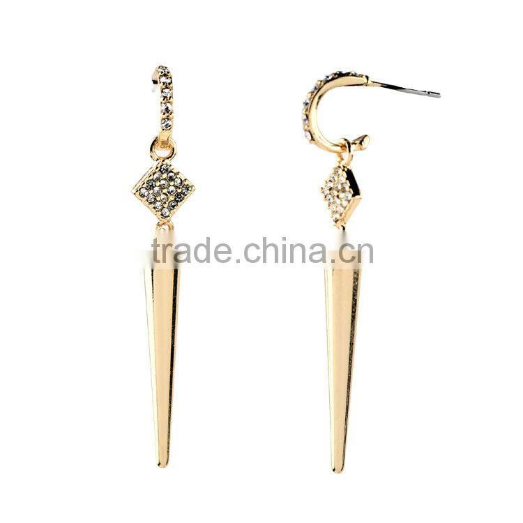 Silver and golden Pin Pave Rivet Spike Ponited Earring earring