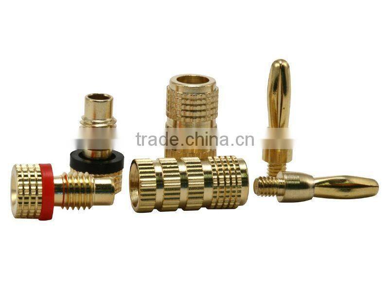 Double banana plug 24 Carat Gold-Plated in Red / Black Set