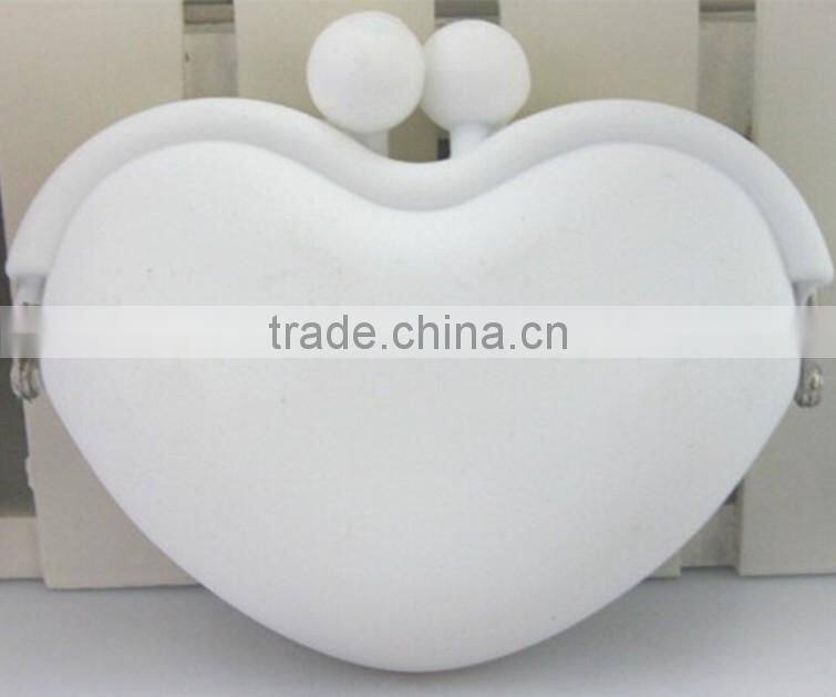 Cute Silicone Custom Print Red Heart Shaped Coin Purses For Ladies