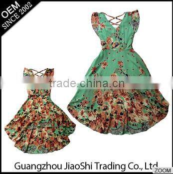 Latest dress designs fashional convenient False two-piece dress knitted fabrics chiffon girl dress for different figures