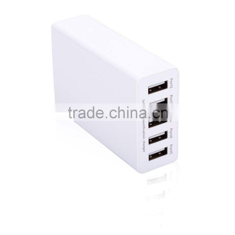 40W Portable 5-PORT USB Phone Charger Travel Charger