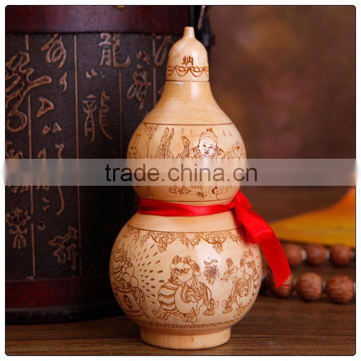 Peach wooden carved Wu Lou-Gourds