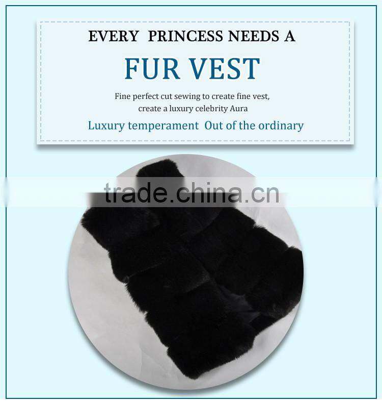 women fake fur vest jacket black