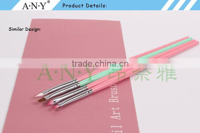 ANY Nail Art Beauty Care Building Design Pink Wood Handle 3D Art Cat Nail Brush for Nail Art Sculpture