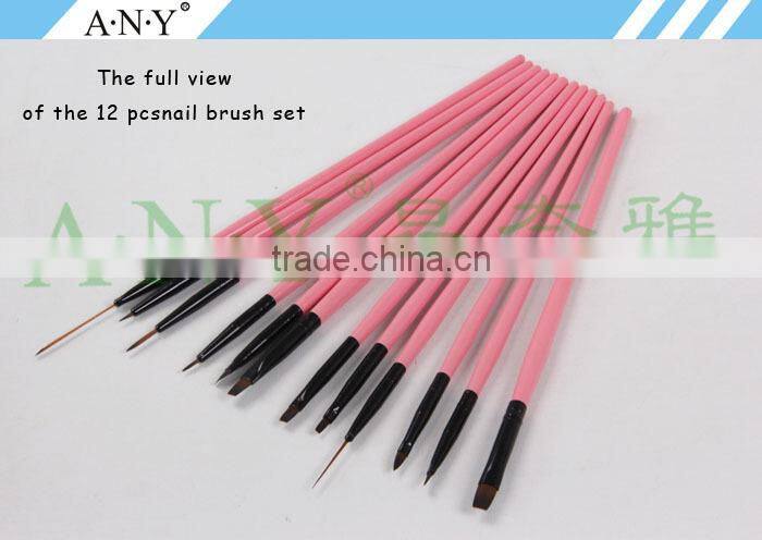 ANY Nail Art Painting and Drawing Wood Handle DIfferent Size 3PCS Nail Brush Set