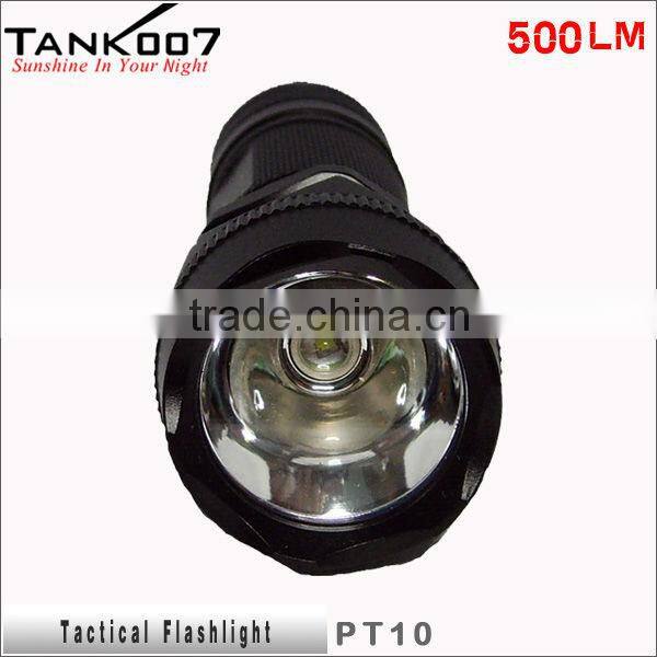 Bright tactical led torch flashlight waterproof and powerful 500 lumen 280m distance and 5 modes torch PT10