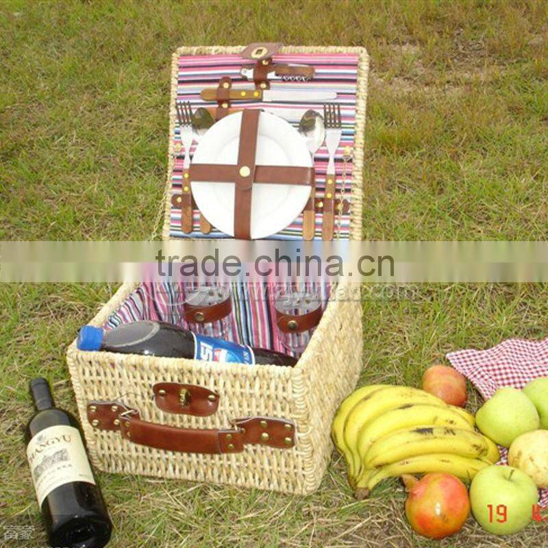2012 Newest Straw Picnic Basket For Two Persons
