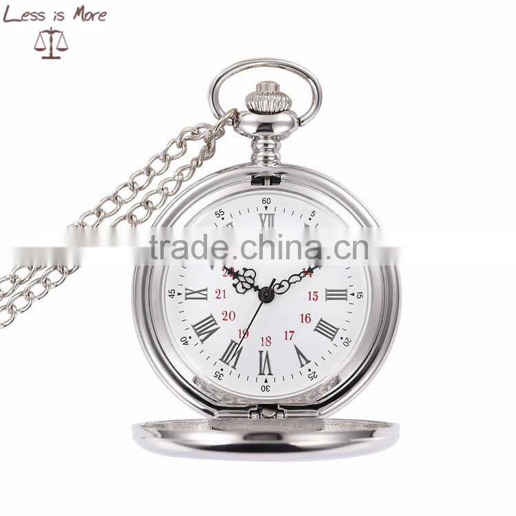 wholesale elegant glossy glod silver and black pocket watch necklace