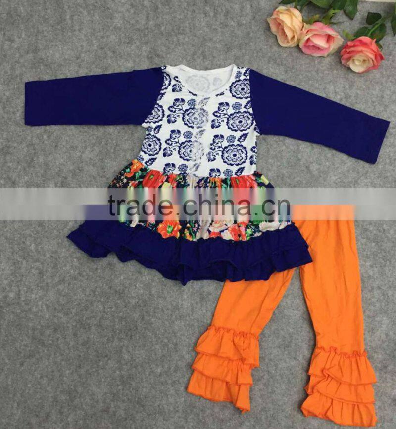 Yiwu koya christmas Stripes Outfit Kids Winter Boutique Giggle Moon Remake outfit with pant Ruffle adorable Baby Girl Outfit