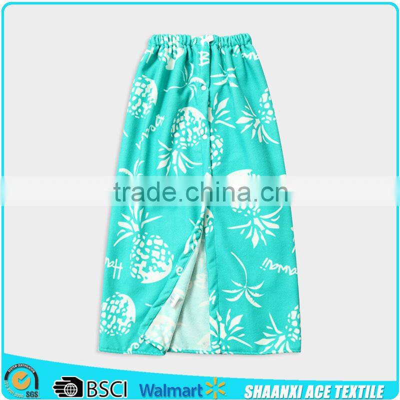 Fashion design custom printed bath skirt Velour cotton bath skirt printing skirt with elastic