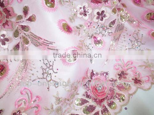 2013 French net lace with applique diamond african french lace