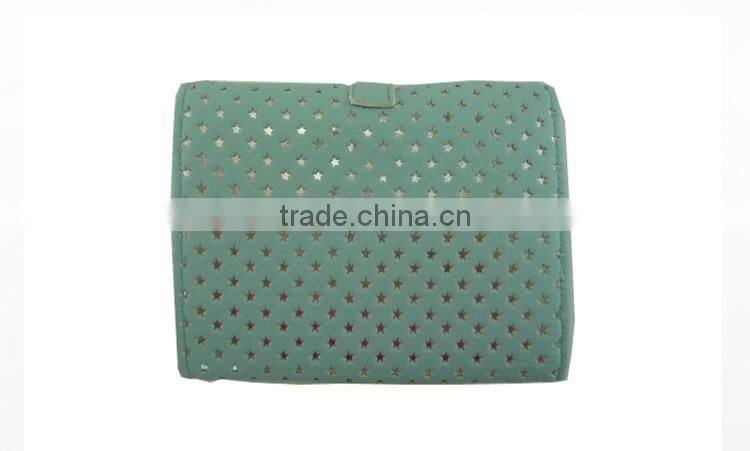 Ladies small fashion purse with craftwork punching star outside little elegance wallets fancy moeny bag