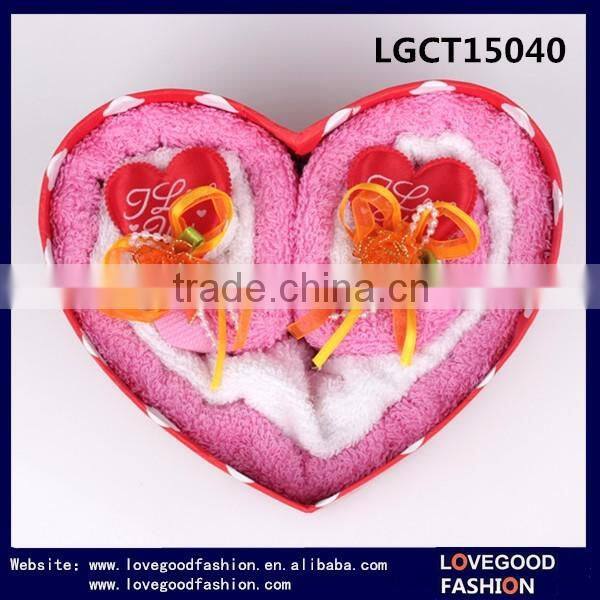 Colorful Roll Shape Cake Towels Set With Nice Heart Shape Box