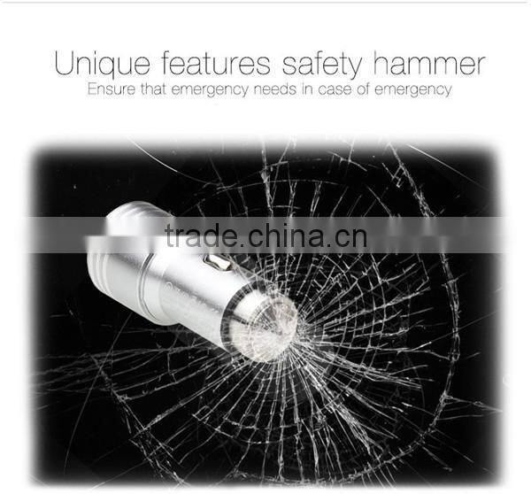 Whoesale Smart Mini Safety Hammer Car Charger with 2 port, Portable 12V Micro USB Adaptor for Charging