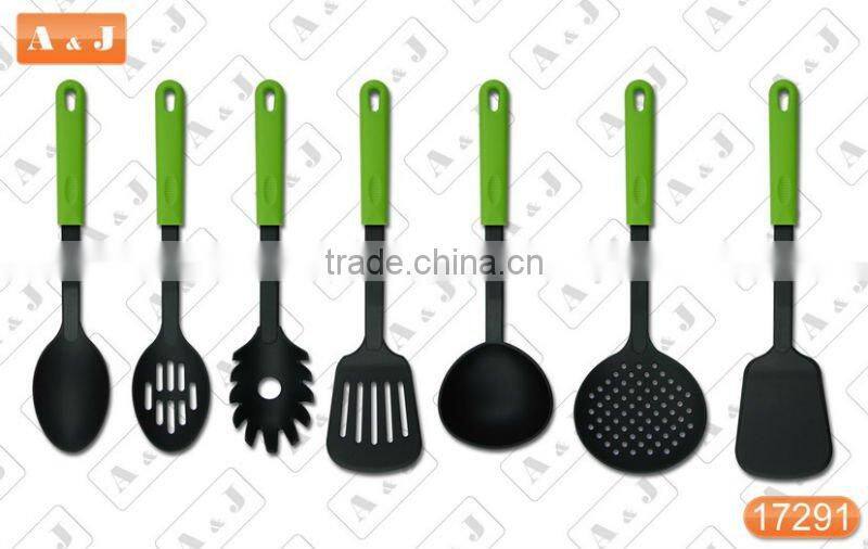 7 PCS Nylon kitchen Tools Set with Green Handle