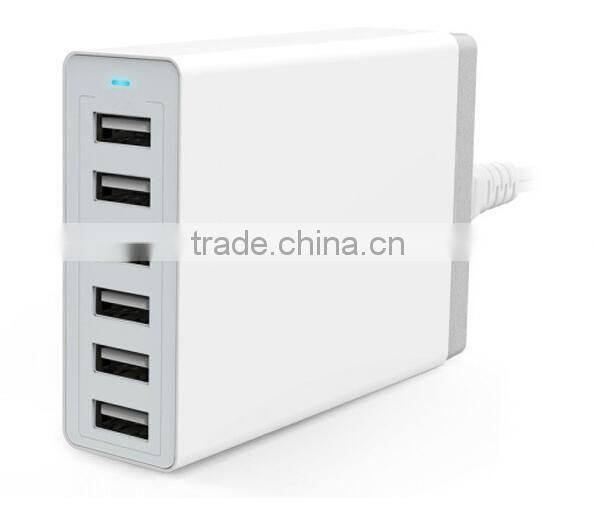 Multi USB 6 Port Charger Desktop Rapid 50Watt Station Charging for Apple Android, with iSmart technique IC