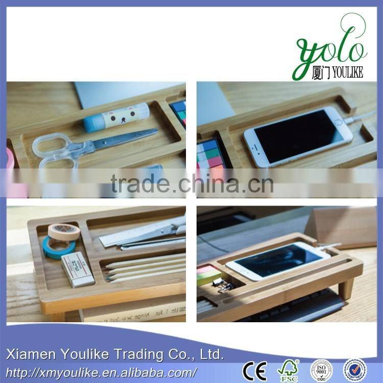 Office/Home Basics computer and telephone desk organizer Bamboo office Desk Organizer