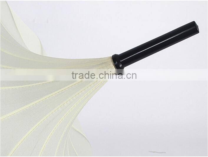lady umbrella different color Long handle serging pagoda umbrella pagoda parasol with lace edge