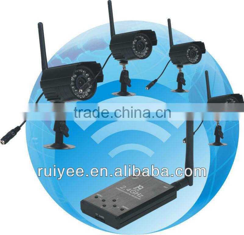 RY-001 2.4G Digital Wireless Video 4CH Camera USB Receiver DVR Home Security CCTV System